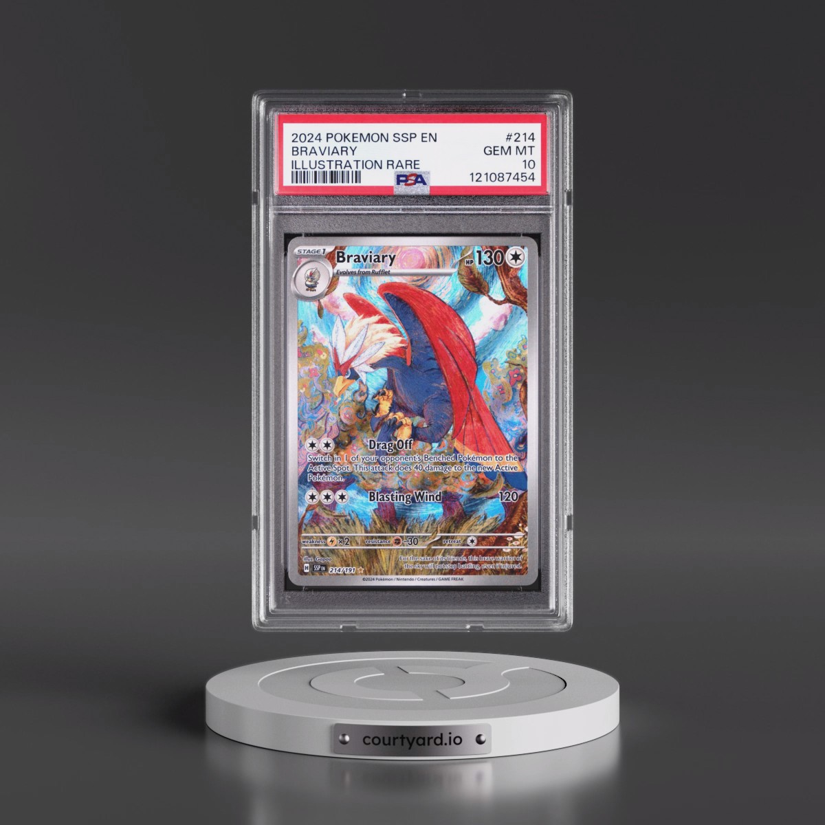 2024 Pokémon Ssp EN-Surging Sparks #214 Braviary - Illustration Rare (PSA 10 GEM MINT)