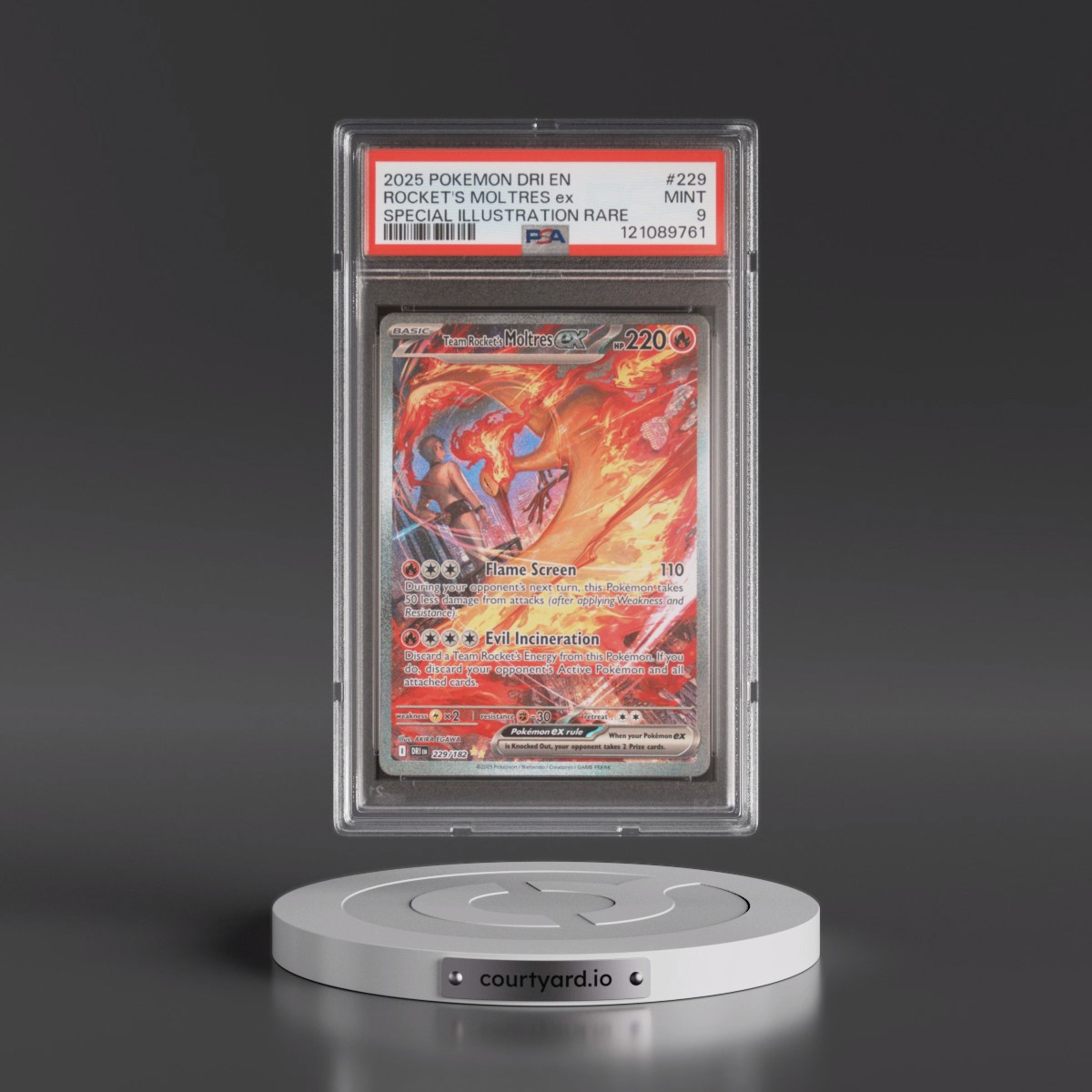 2025 Pokémon Dri EN-Destined Rivals #229 Team Rocket's Moltres EX - Holo Special Illustration Rare (PSA 9 MINT)