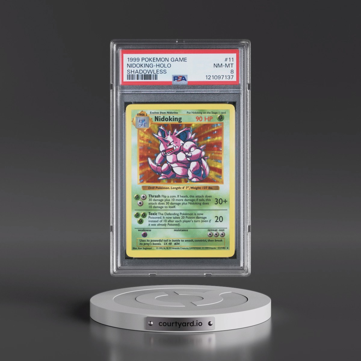 1999 Pokémon Game #11 Nidoking - Holo Shadowless (PSA 8 NM-MT)
