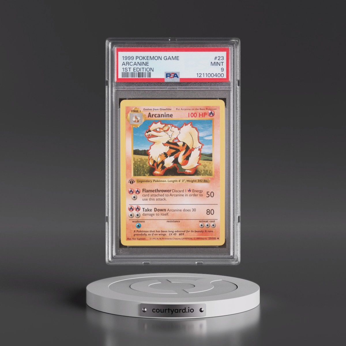 1999 Pokémon Game #23 Arcanine - 1st Edition (PSA 9 MINT)