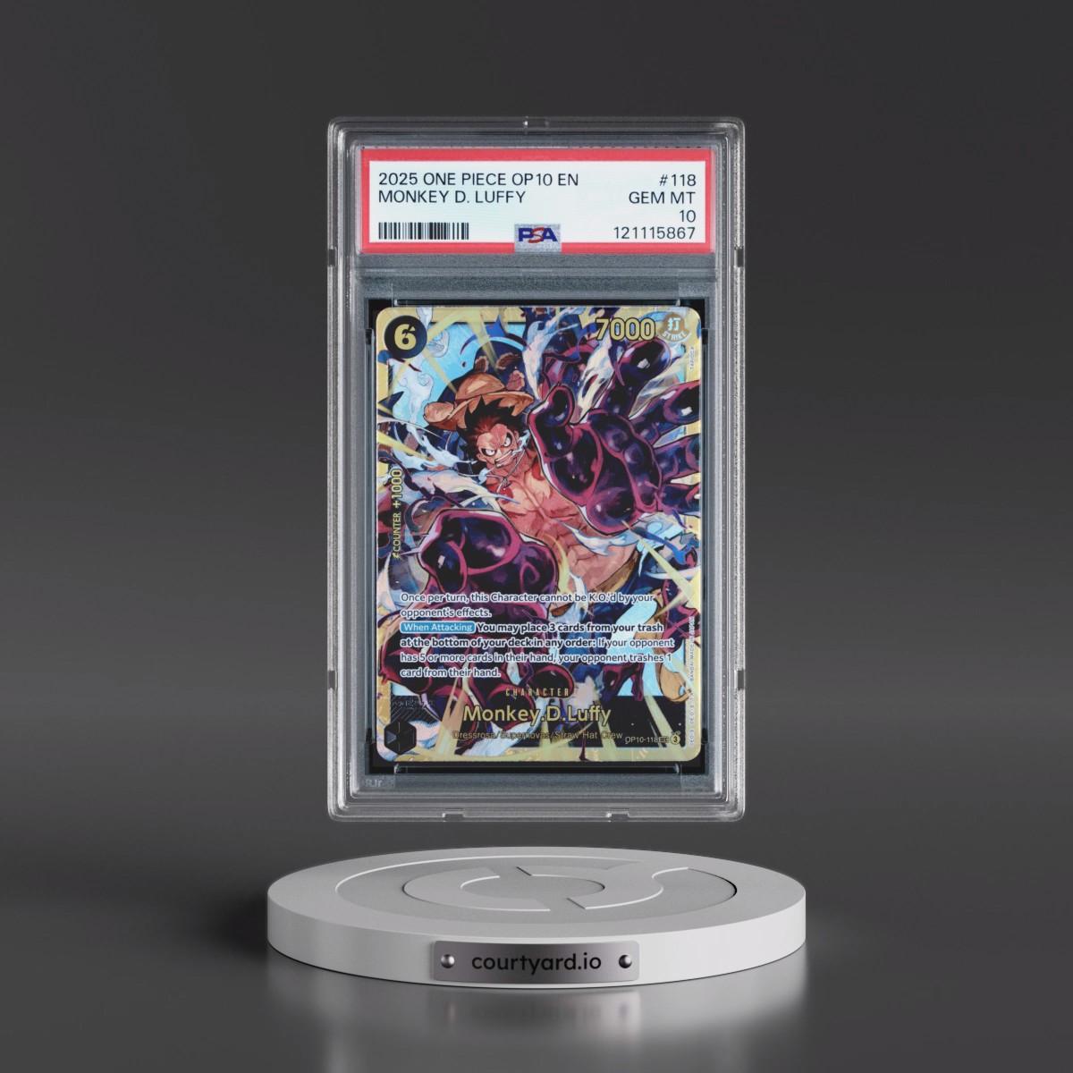 2025 One Piece OP10-Royal Blood #118 Monkey D. Luffy (PSA 10 GEM MINT)