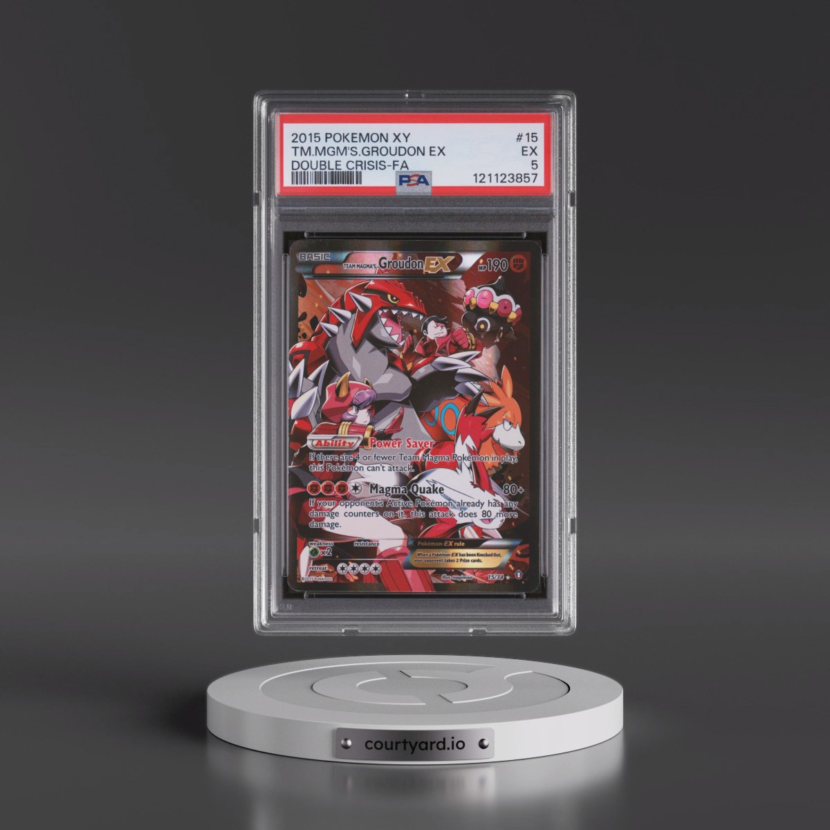 2015 Pokémon XY Double Crisis #15 Team Magma's Groudon EX - Holo Full Art (PSA 5 EX)