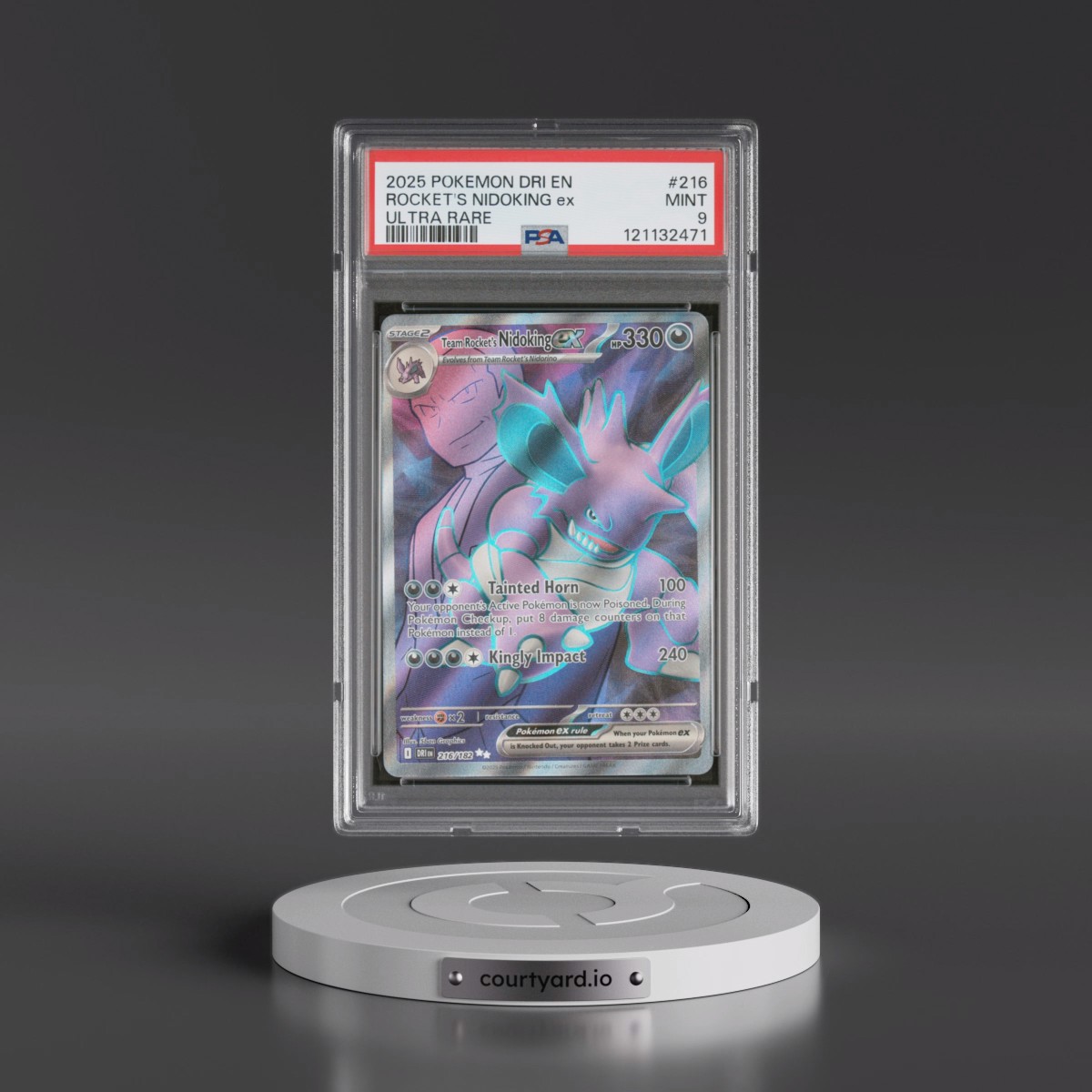 2025 Pokémon Dri EN-Destined Rivals #216 Team Rocket's Nidoking EX - Holo Ultra Rare (PSA 9 MINT)