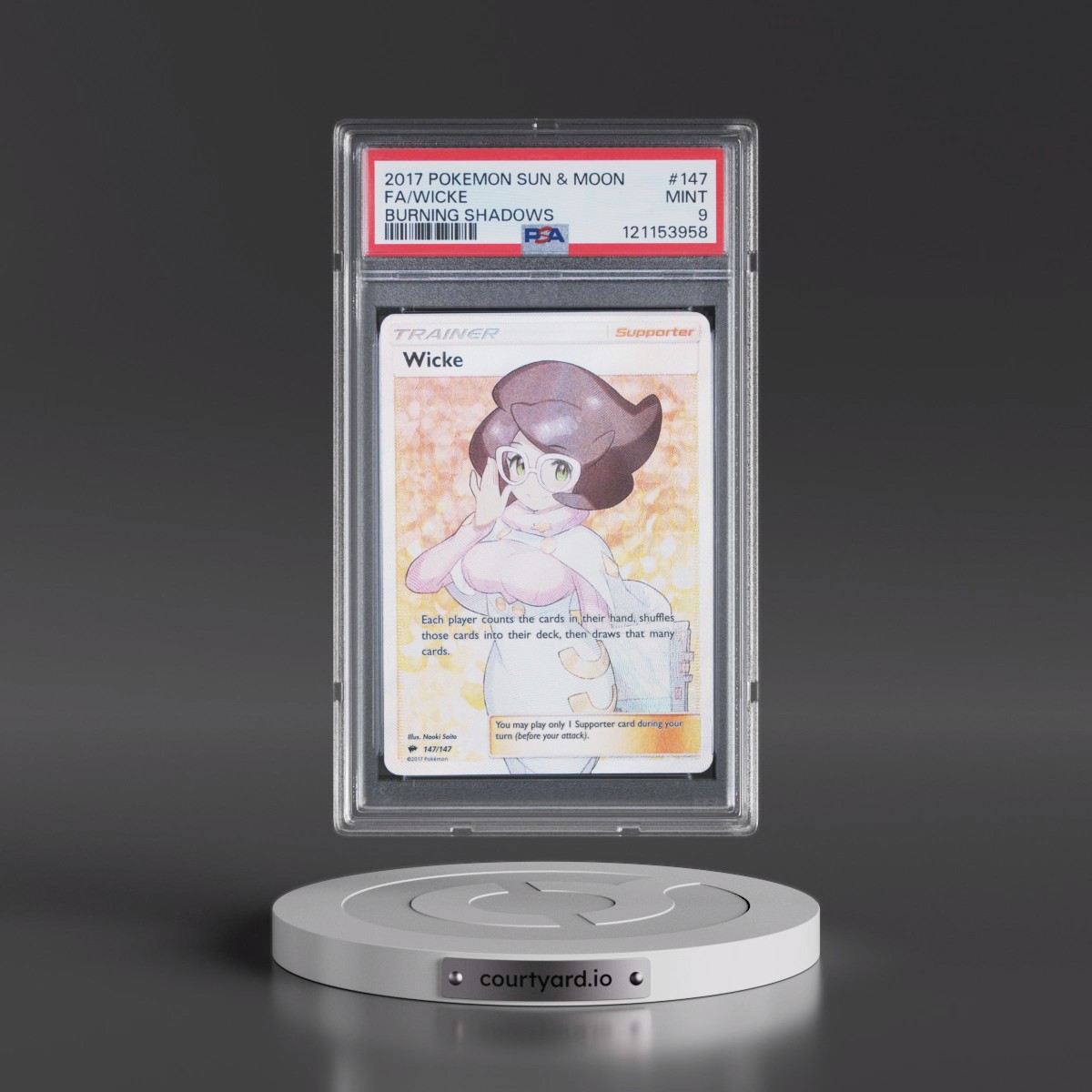 2017 Pokémon Sun & Moon Burning Shadows #147 Wicke - Full Art (PSA 9 MINT)
