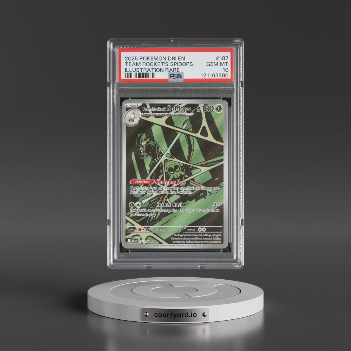 2025 Pokémon Dri EN-Destined Rivals #187 Team Rocket's Spidops - Illustration Rare (PSA 10 GEM MINT)