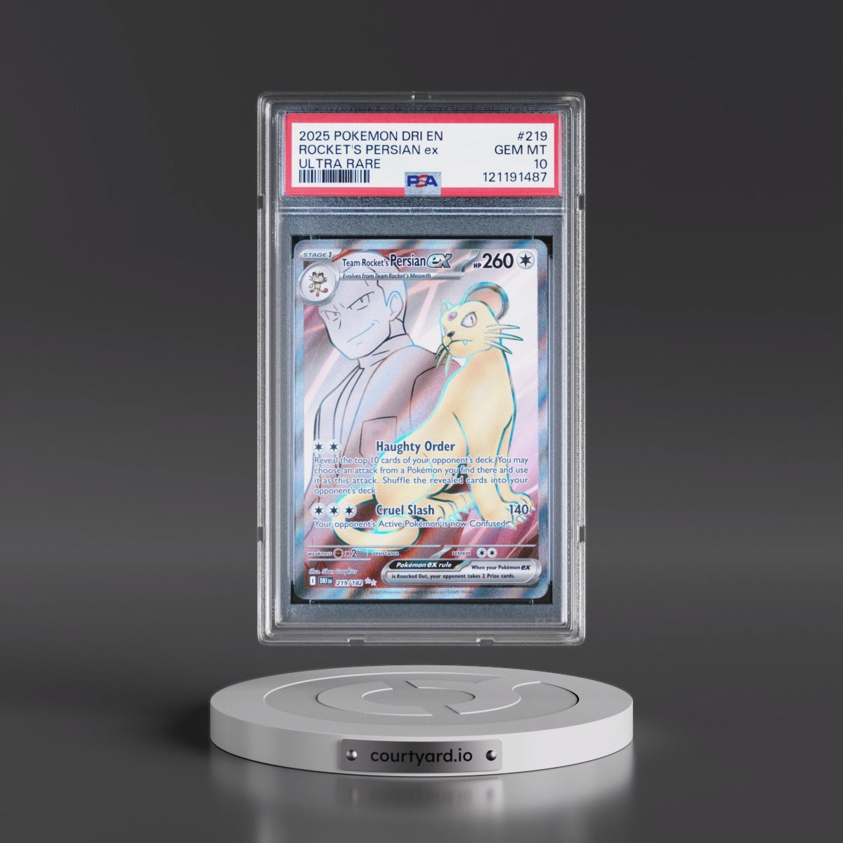 2025 Pokémon Dri EN-Destined Rivals #219 Team Rocket's Persian EX - Holo Ultra Rare (PSA 10 GEM MINT)