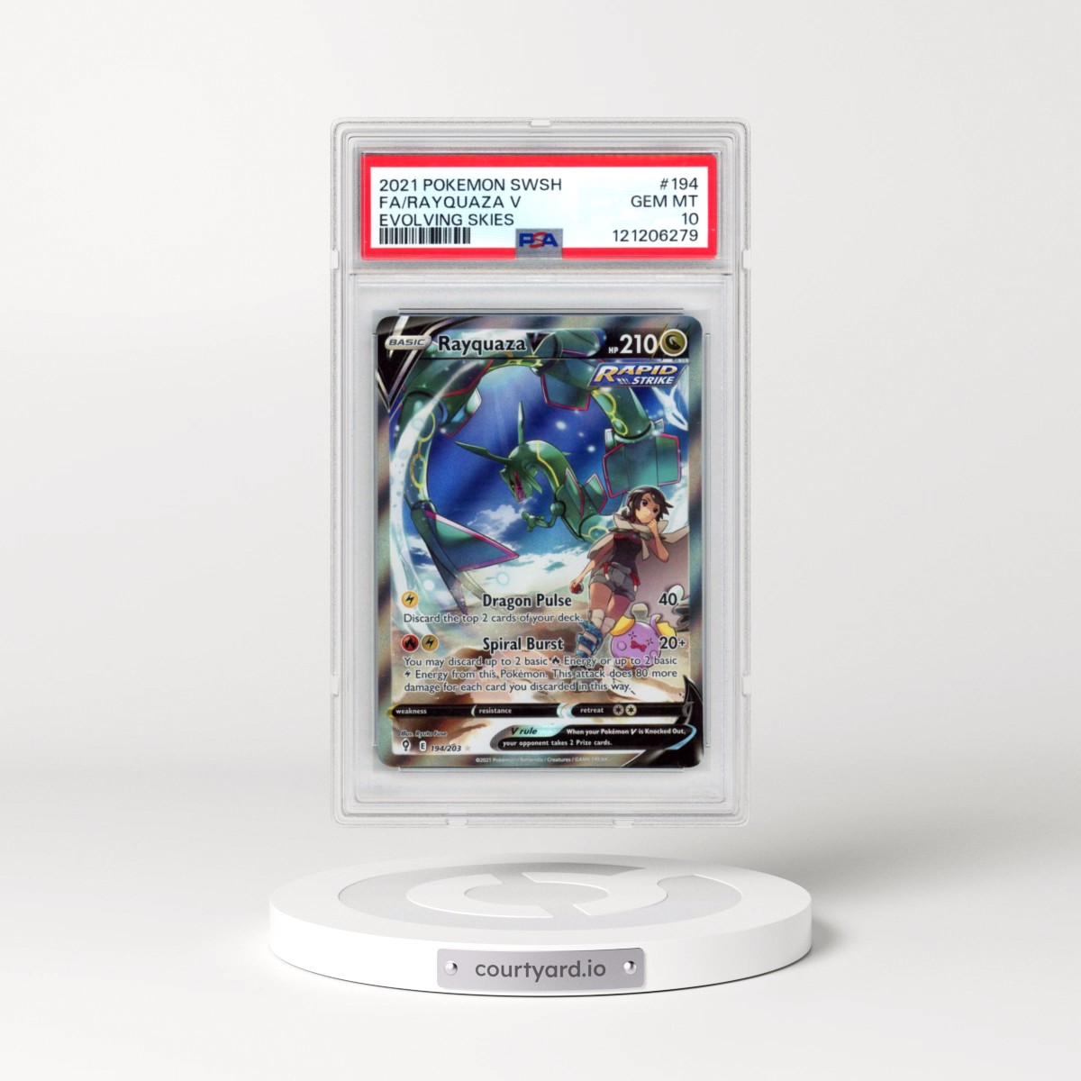 2021 Pokémon Sword & Shield Evolving Skies #194 Rayquaza V - Holo Full Art (PSA 10 GEM MINT)