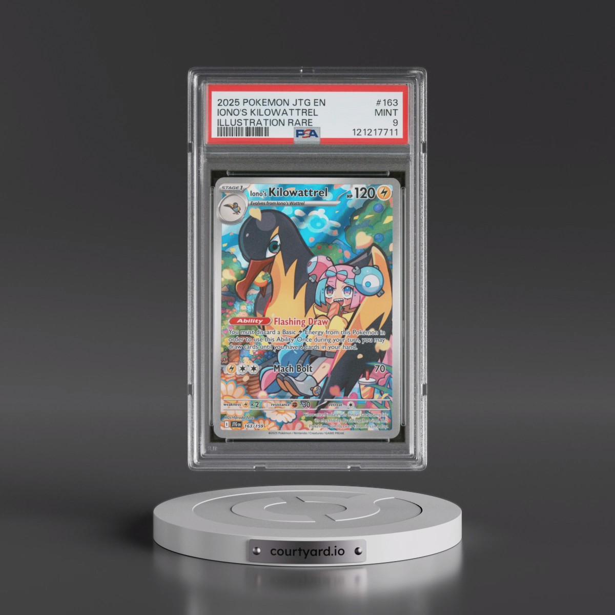 2025 Pokémon Jtg EN-Journey Together #163 Iono's Kilowattrel - Illustration Rare (PSA 9 MINT)