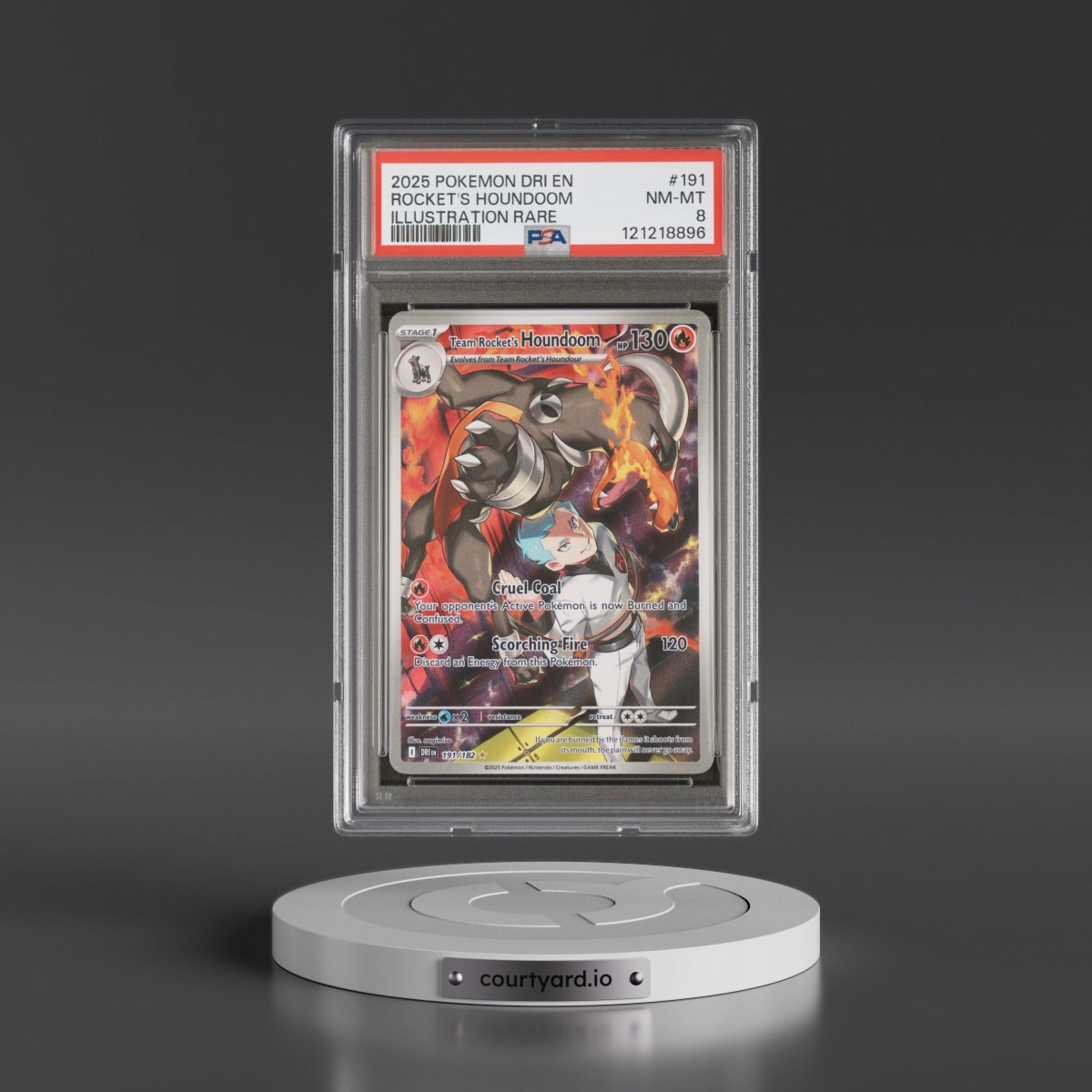 2025 Pokémon Dri EN-Destined Rivals #191 Team Rocket's Houndoom - Illustration Rare (PSA 8 NM-MT)