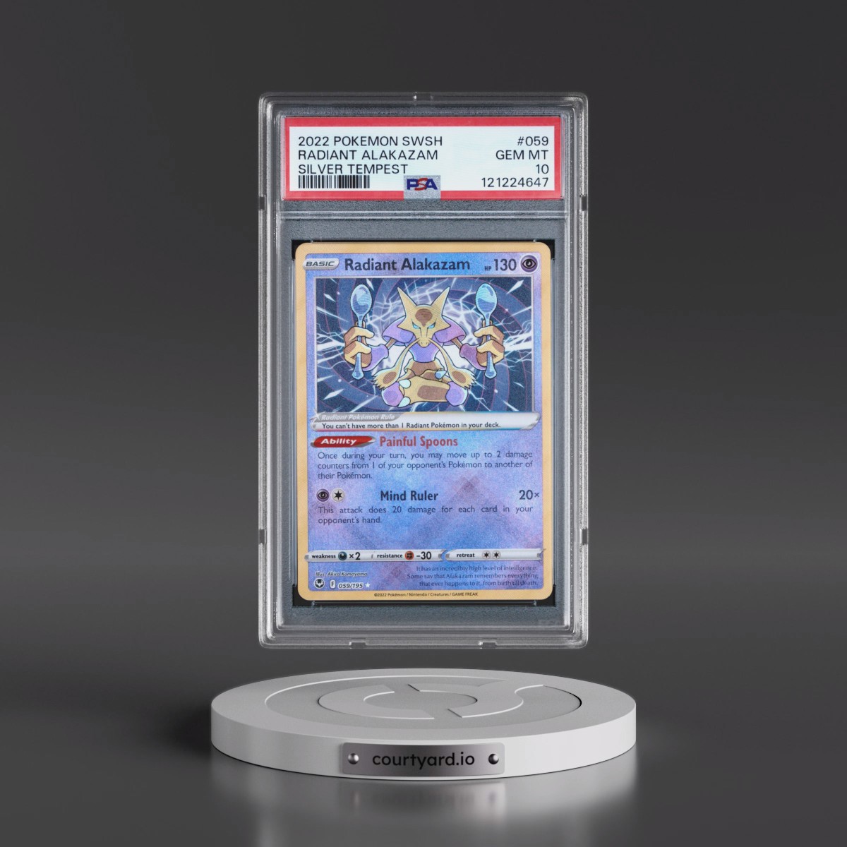2022 Pokémon Sword & Shield Silver Tempest #059 Radiant Alakazam - Holo (PSA 10 GEM MINT)