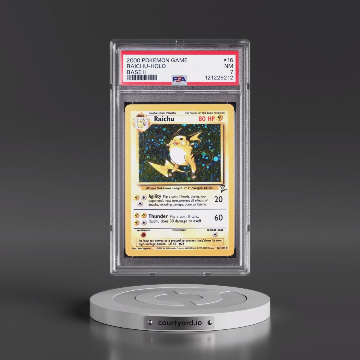 2000 Pokémon Game Base II #16 Raichu - Holo (PSA 7 NM)