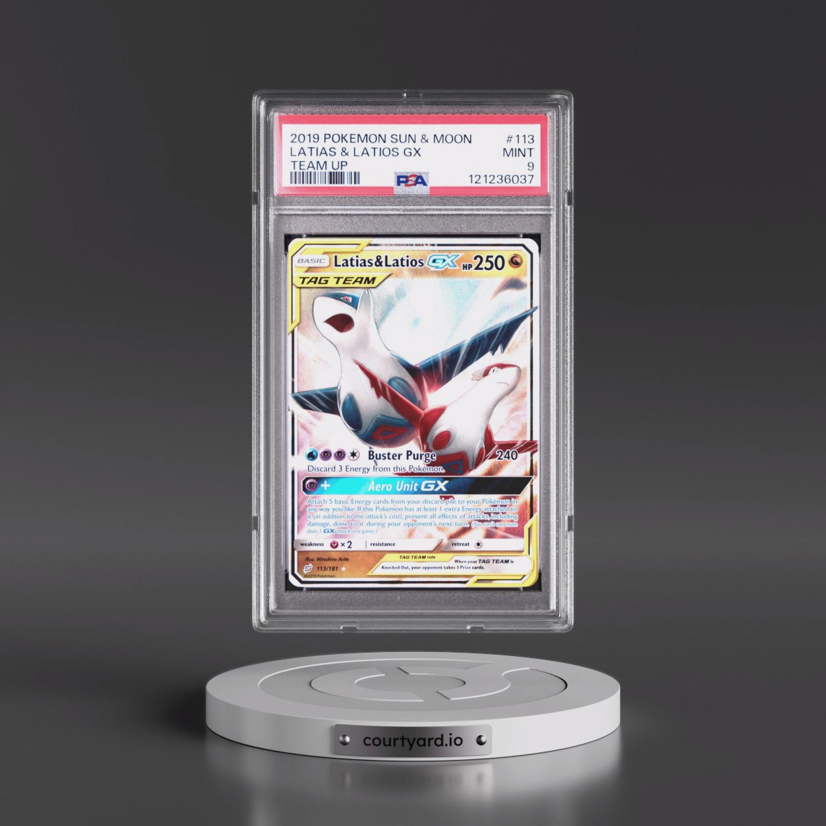 2019 Pokémon Sun & Moon Team Up #113 Latias & Latios GX - Holo (PSA 9 MINT)