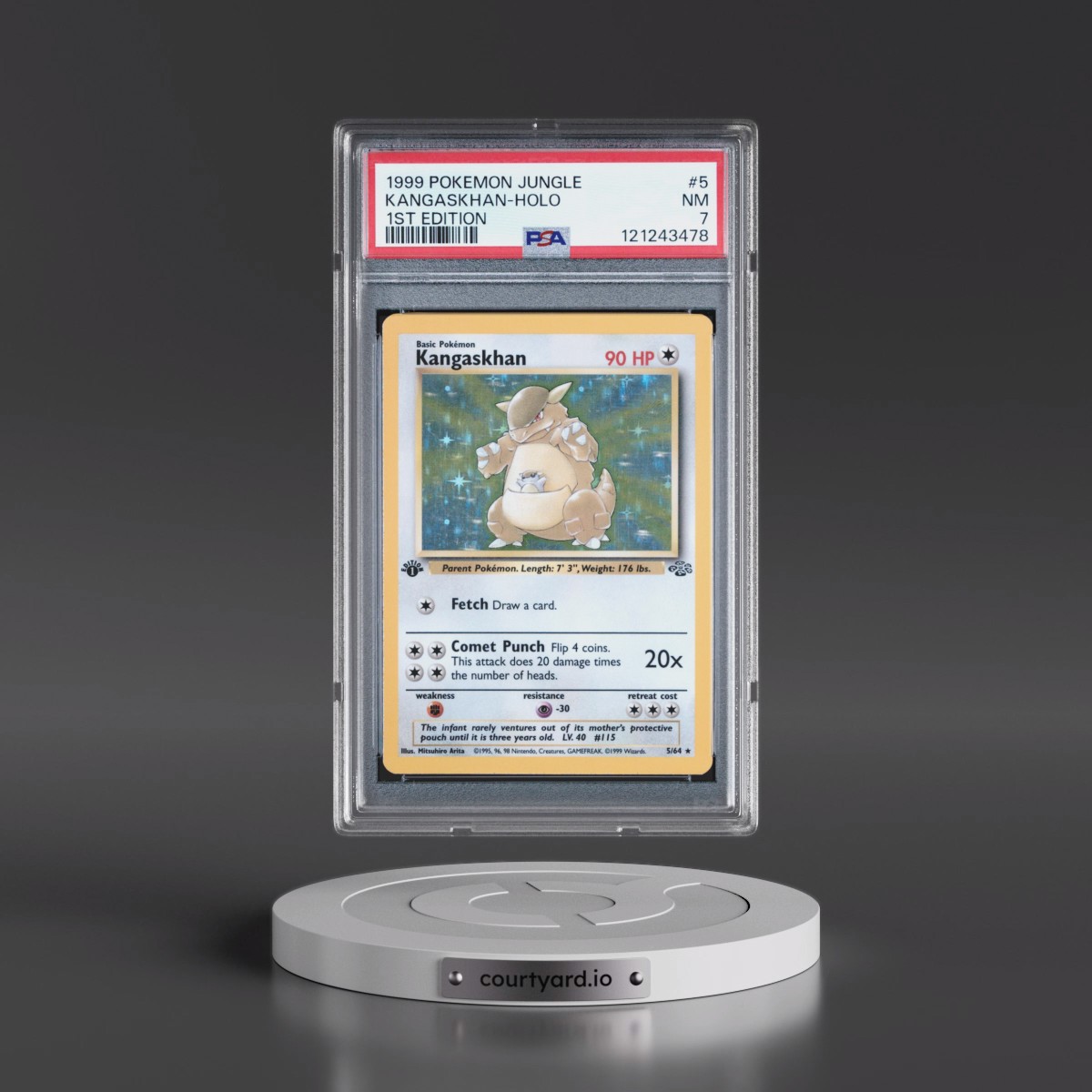 1999 Pokémon Jungle #5 Kangaskhan - 1st Edition Holo (PSA 7 NM)