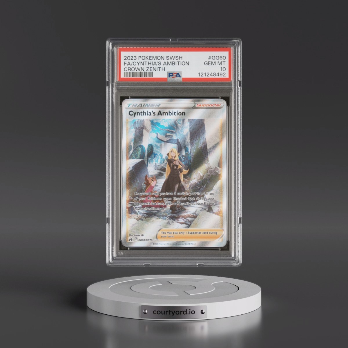 2023 Pokémon Sword and Shield Crown Zenith #GG60 Cynthia's Ambition - Full Art (PSA 10 GEM MINT)