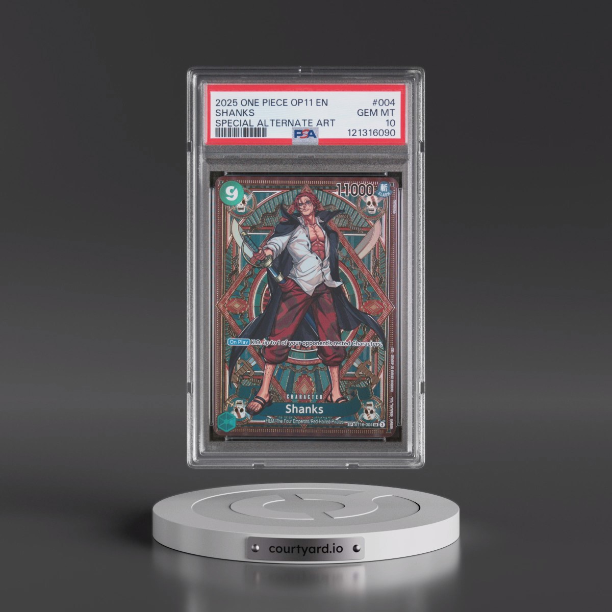 2025 One Piece OP11-A Fist of Divine Speed #004 Shanks - Special Alternate Art (PSA 10 GEM MINT)