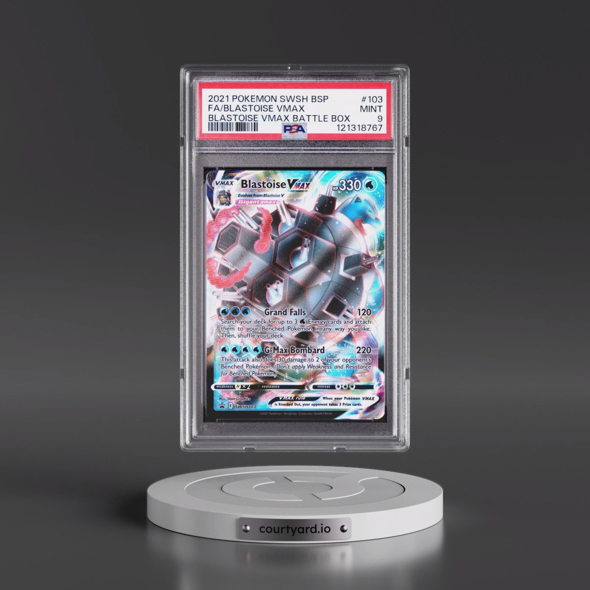 2021 Pokémon Swsh Black Star Promo #103 Blastoise Vmax - Full Art Blastoise Vmax Battle Box (PSA 9 MINT)
