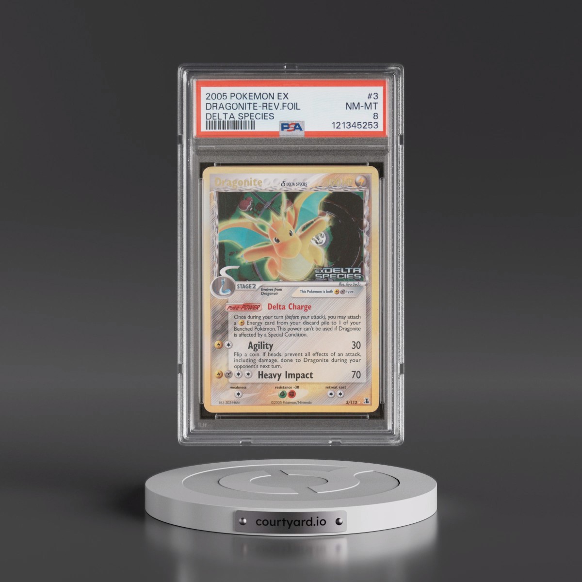 2005 Pokémon EX Delta Species #3 Dragonite - Reverse Foil (PSA 8 NM-MT)