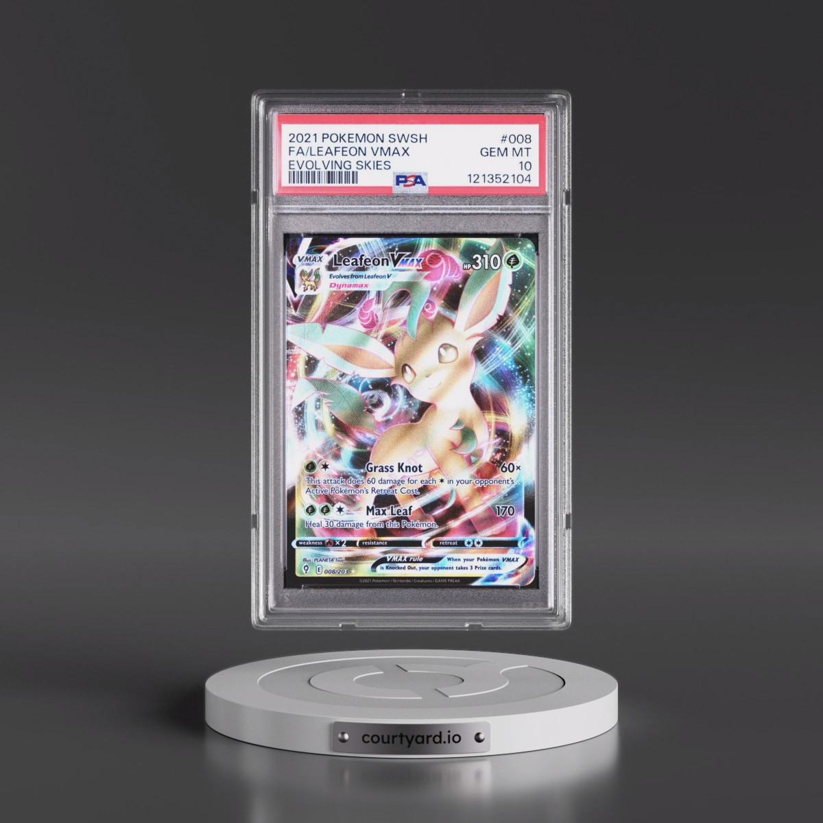 2021 Pokémon Sword & Shield Evolving Skies #008 Leafeon Vmax - Full Art (PSA 10 GEM MINT)