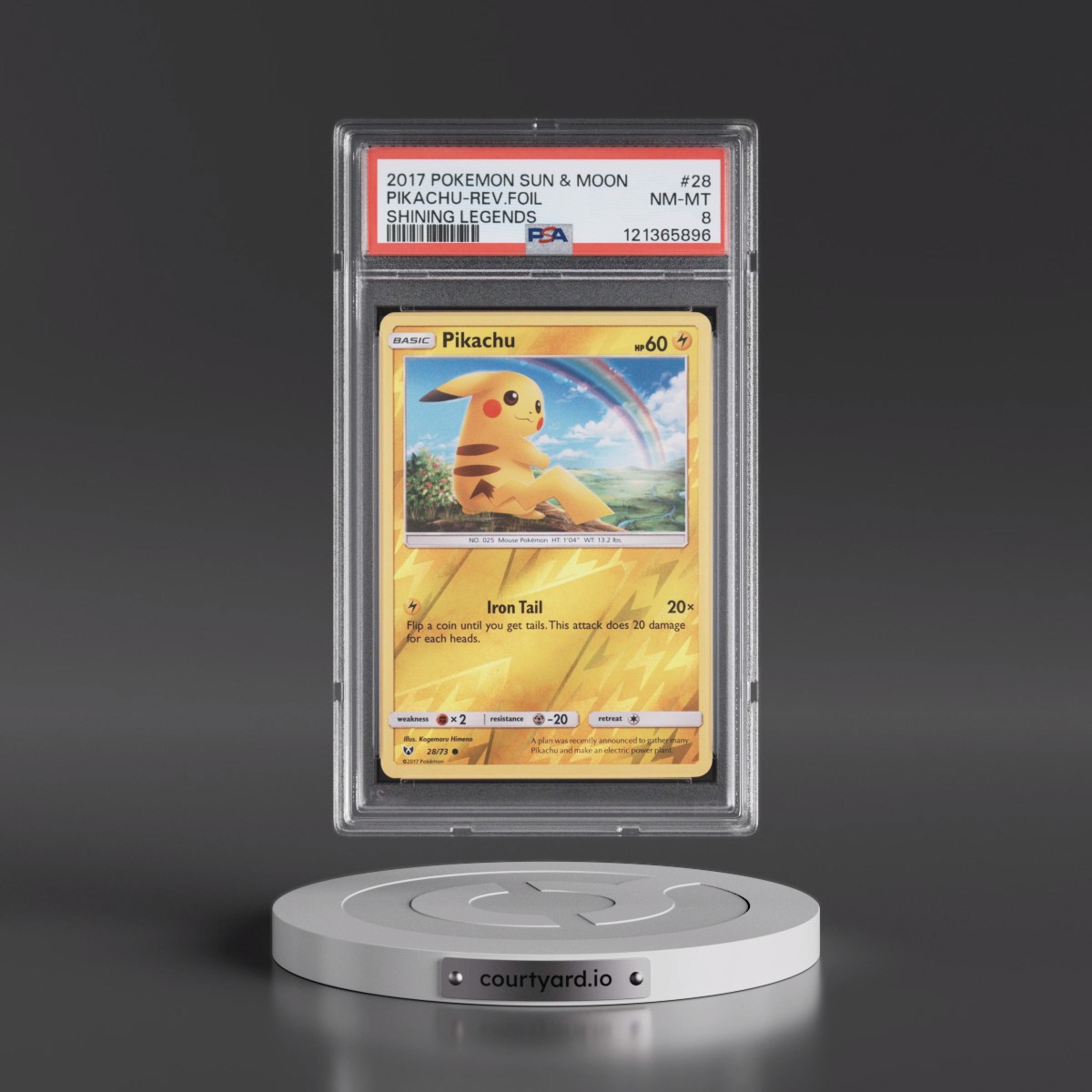 2017 Pokémon Sun & Moon Shining Legends #28 Pikachu - Reverse Foil (PSA 8 NM-MT)