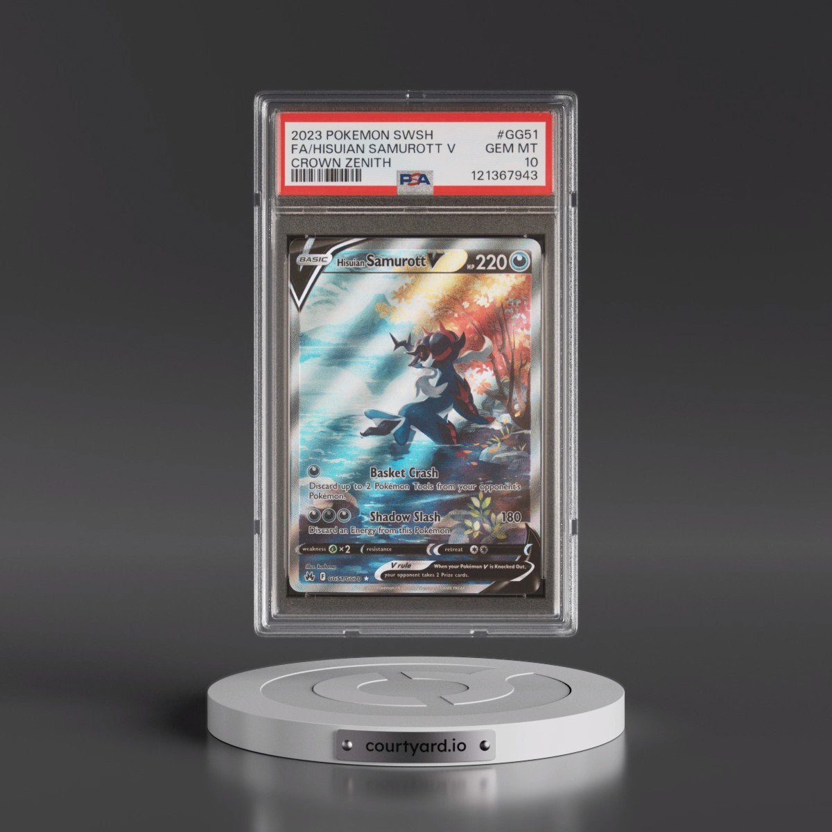 2023 Pokémon Sword and Shield Crown Zenith #GG51 Hisuian Samurott V - Holo Full Art (PSA 10 GEM MINT)
