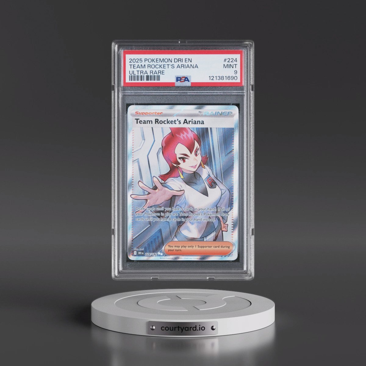 2025 Pokémon Dri EN-Destined Rivals #224 Team Rocket's Ariana - Ultra Rare (PSA 9 MINT)