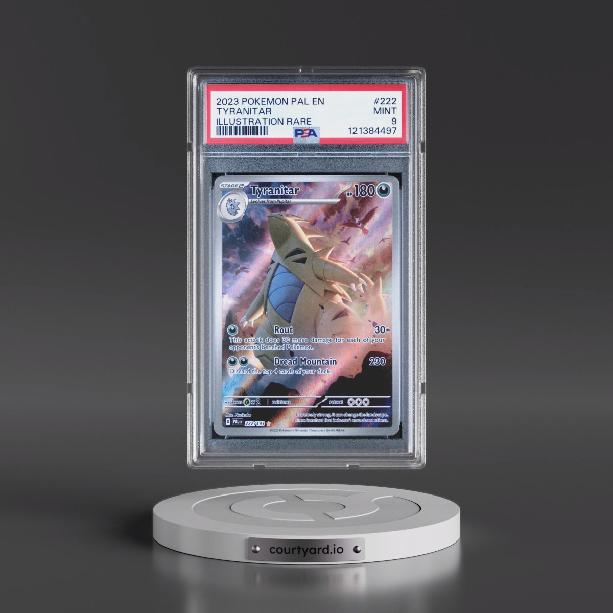 2023 Pokémon Pal EN-Paldea Evolved #222 Tyranitar - Illustration Rare (PSA 9 MINT)