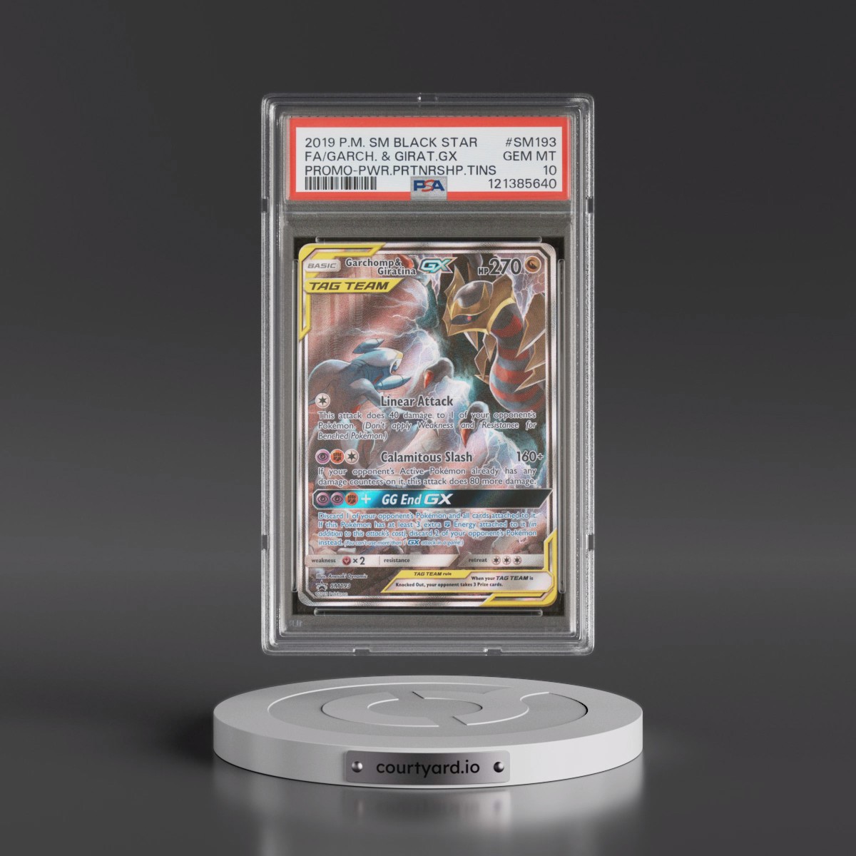2019 Pokémon SM Black Star Promo #SM193 Garchomp & Giratina GX - Holo Full Art Power Partnership Tins (PSA 10 GEM MINT)