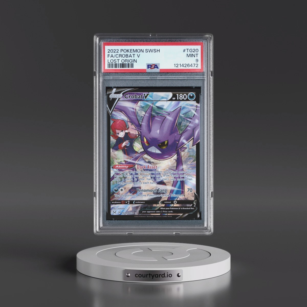 2022 Pokémon Sword & Shield Lost Origin #TG20 Crobat V - Holo Full Art (PSA 9 MINT)