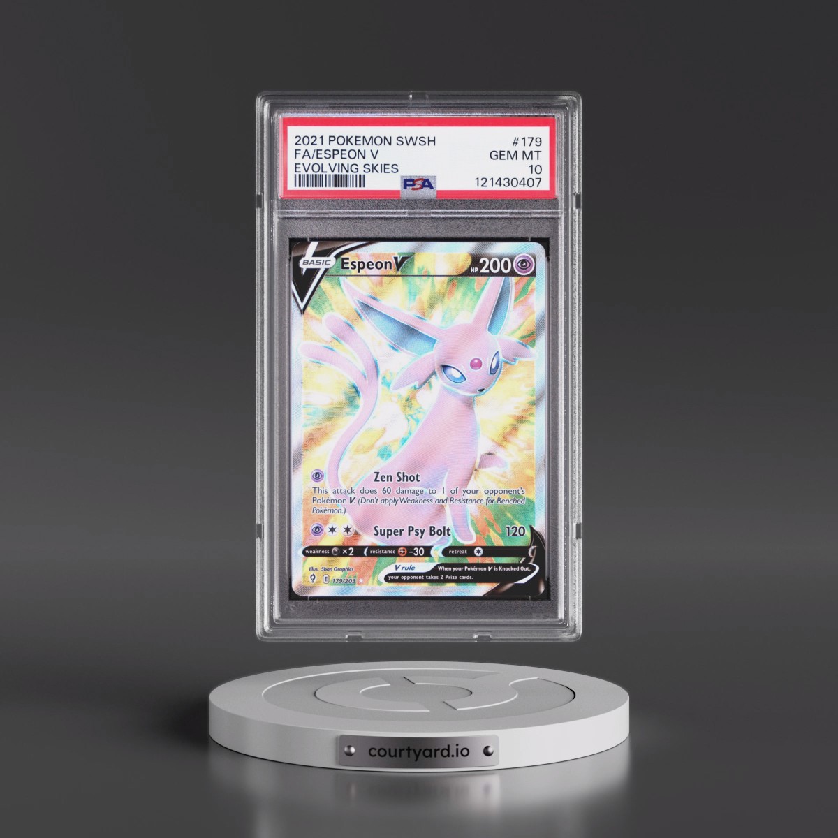 2021 Pokémon Sword & Shield Evolving Skies #179 Espeon V - Holo Full Art (PSA 10 GEM MINT)