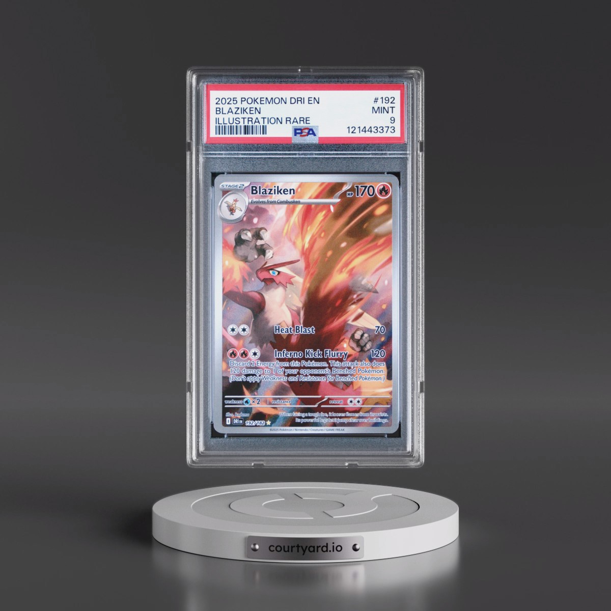 2025 Pokémon Dri EN-Destined Rivals #192 Blaziken - Illustration Rare (PSA 9 MINT)