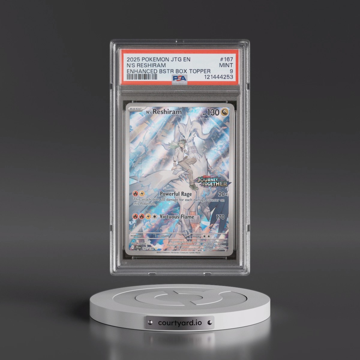 2025 Pokémon Jtg EN-Journey Together #167 N's Reshiram - Enhanced Booster Box Topper (PSA 9 MINT)