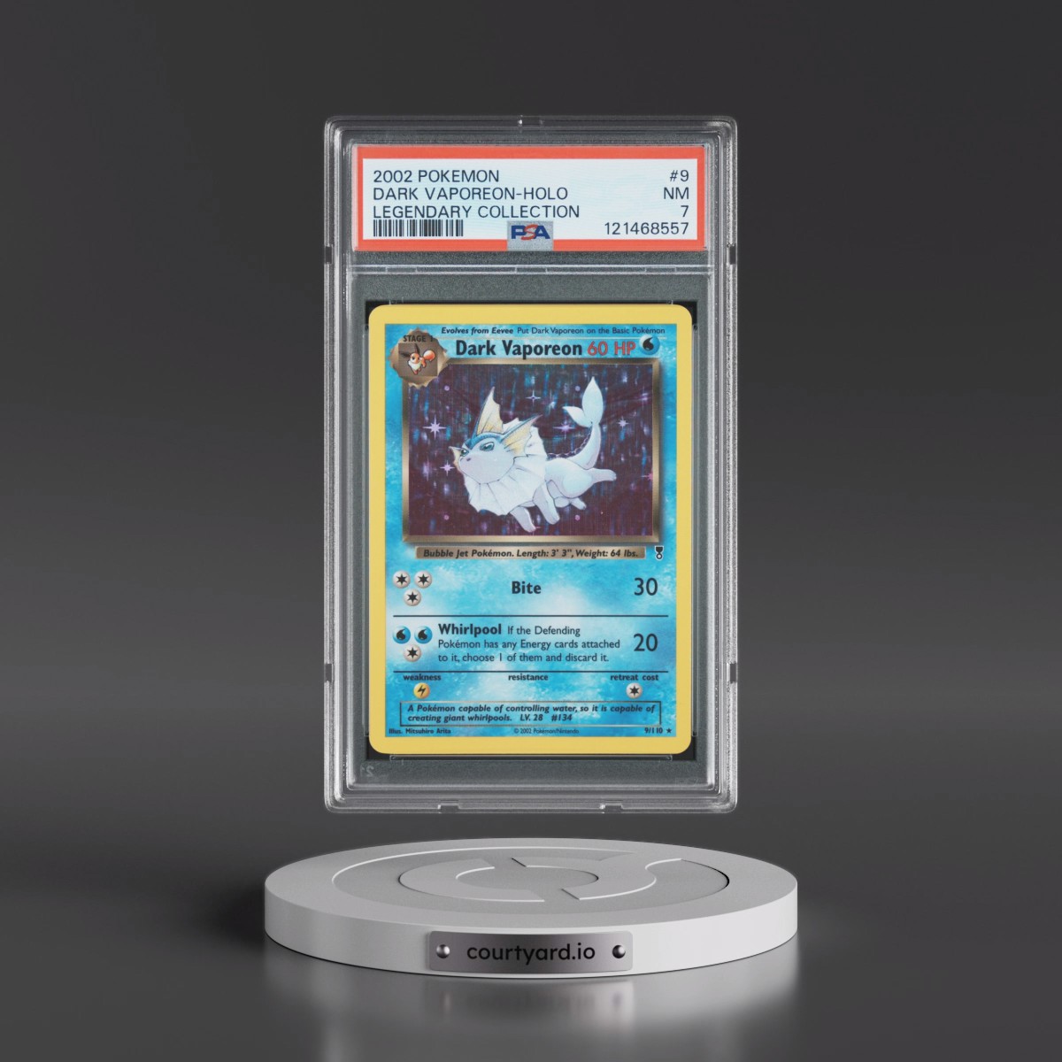 2002 Pokémon Legendary Collection #9 Dark Vaporeon - Holo (PSA 7 NM)