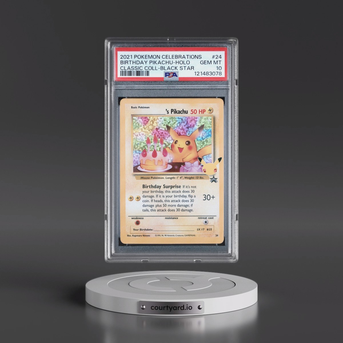 2021 Pokémon Celebrations Classic Collection #24 Birthday Pikachu - Holo (PSA 10 GEM MINT)