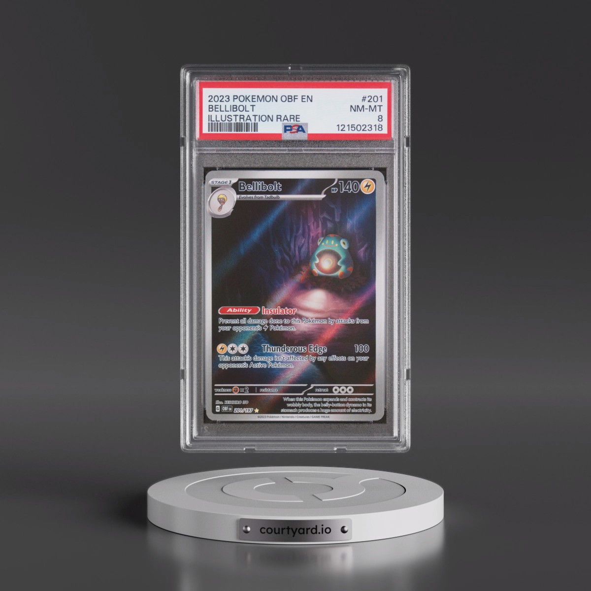 2023 Pokémon Obf EN-Obsidian Flames #201 Bellibolt - Illustration Rare (PSA 8 NM-MT)