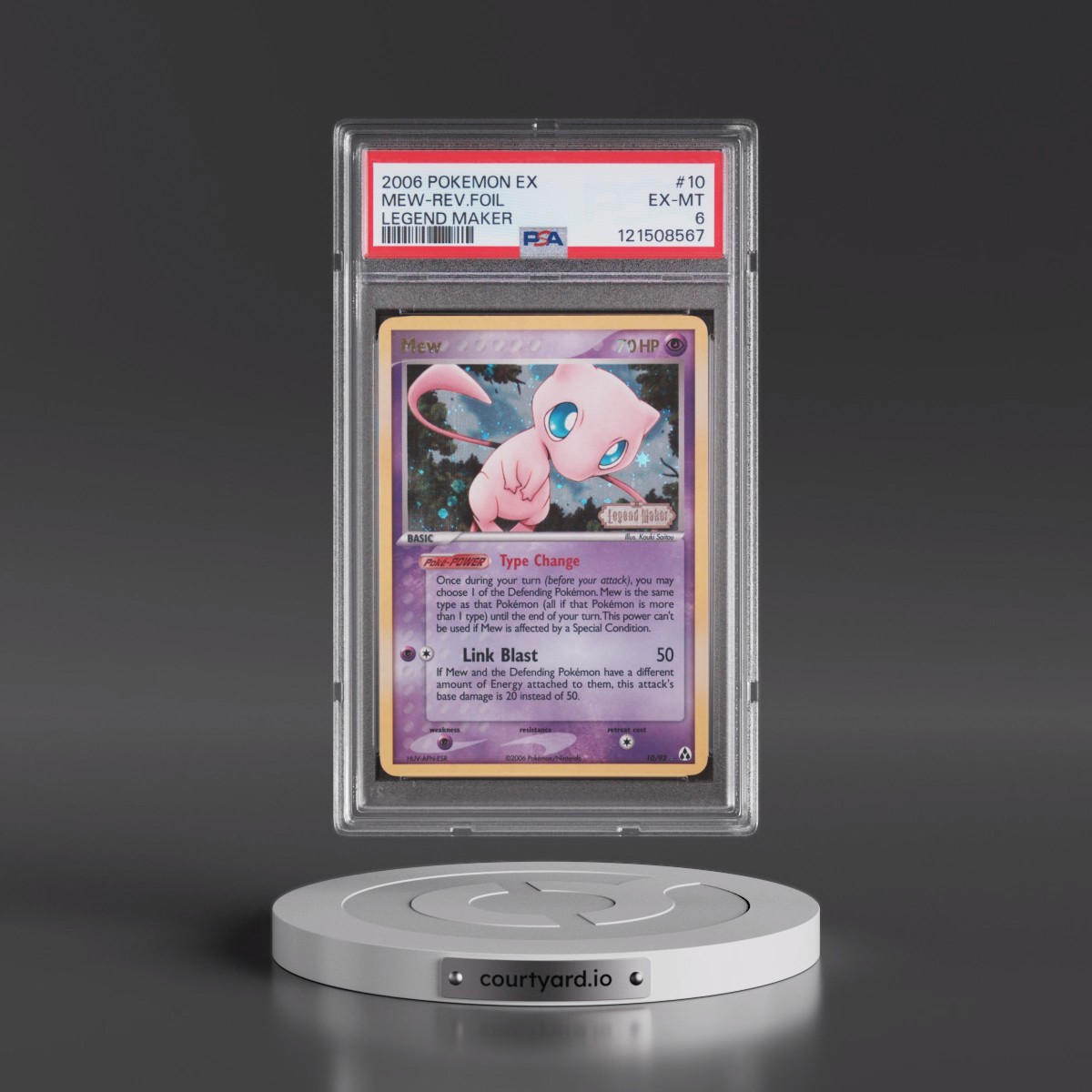 2006 Pokémon EX Legend Maker #10 Mew - Reverse Foil (PSA 6 EX-MT)