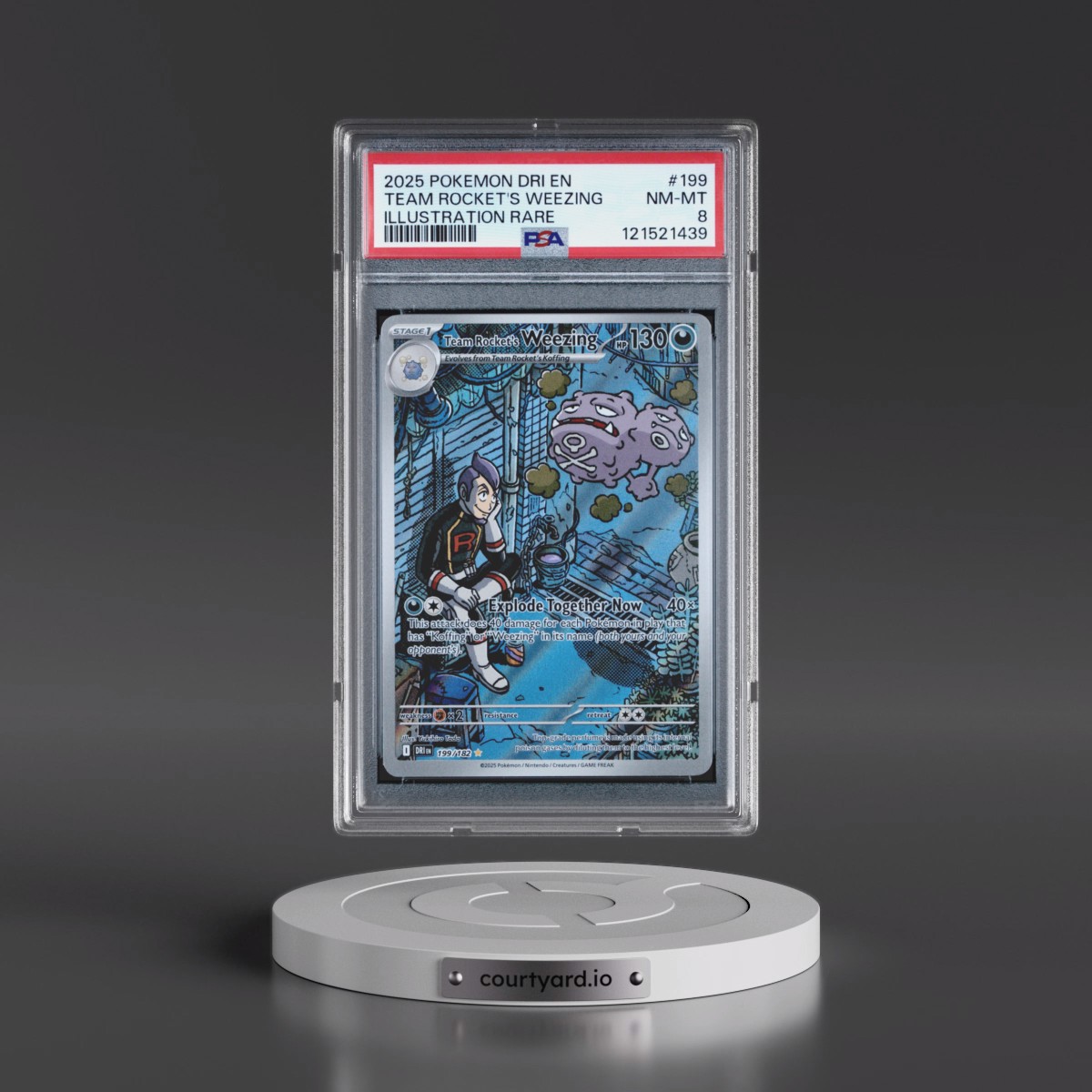 2025 Pokémon Dri EN-Destined Rivals #199 Team Rocket's Weezing - Illustration Rare (PSA 8 NM-MT)