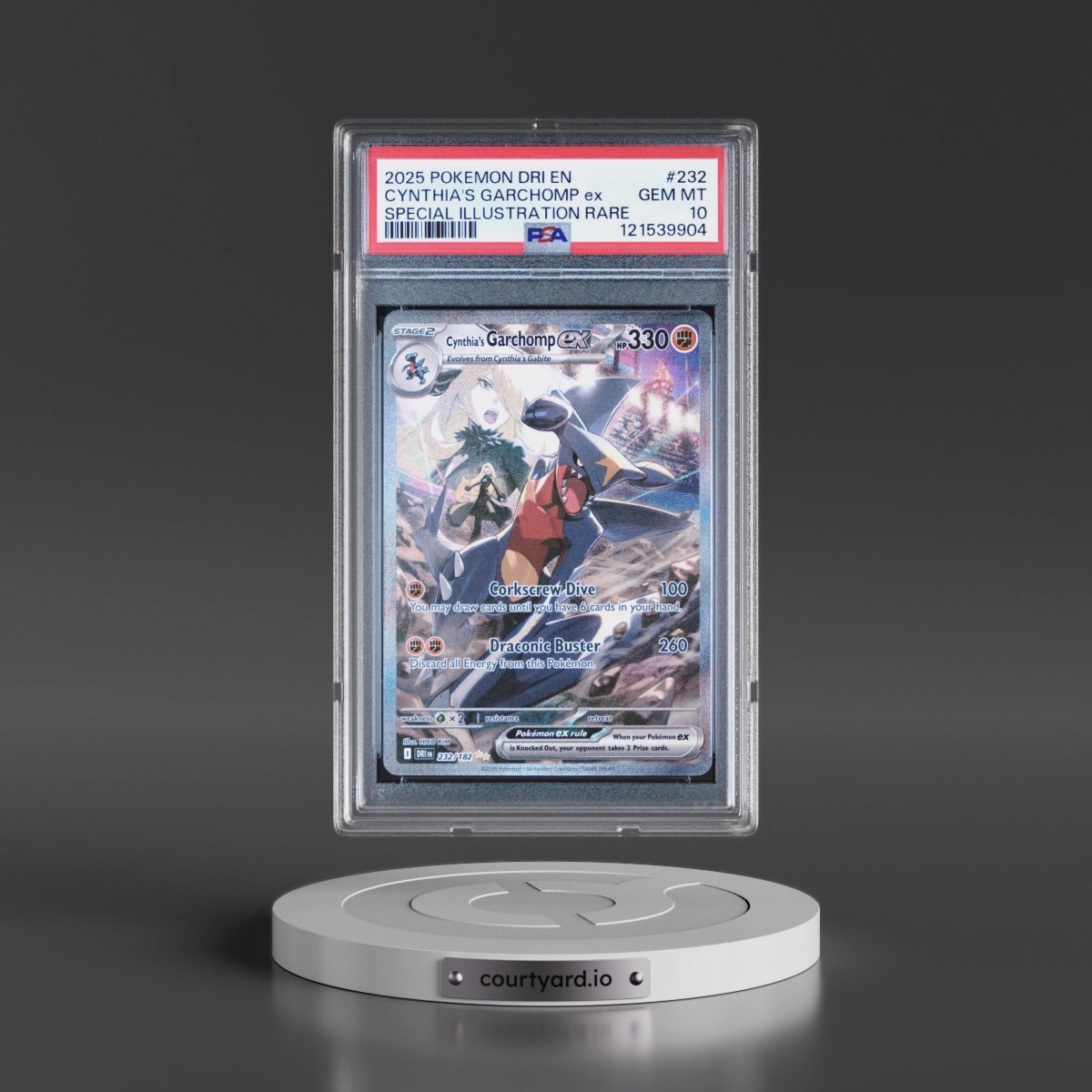 2025 Pokémon Dri EN-Destined Rivals #232 Cynthia's Garchomp EX - Holo Special Illustration Rare (PSA 10 GEM MINT)