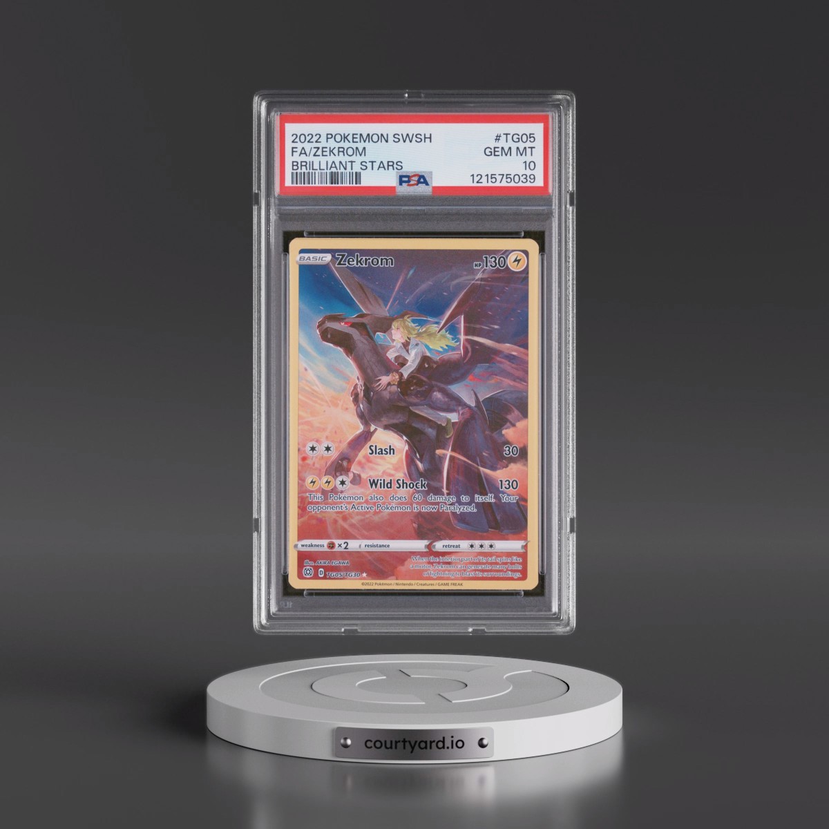 2022 Pokémon Sword & Shield Brilliant Stars #TG05 Zekrom - Full Art (PSA 10 GEM MINT)