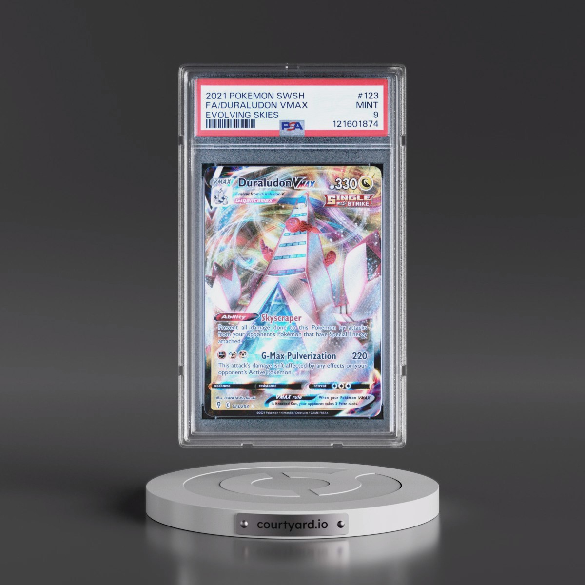 2021 Pokémon Sword & Shield Evolving Skies #123 Duraludon Vmax - Full Art (PSA 9 MINT)