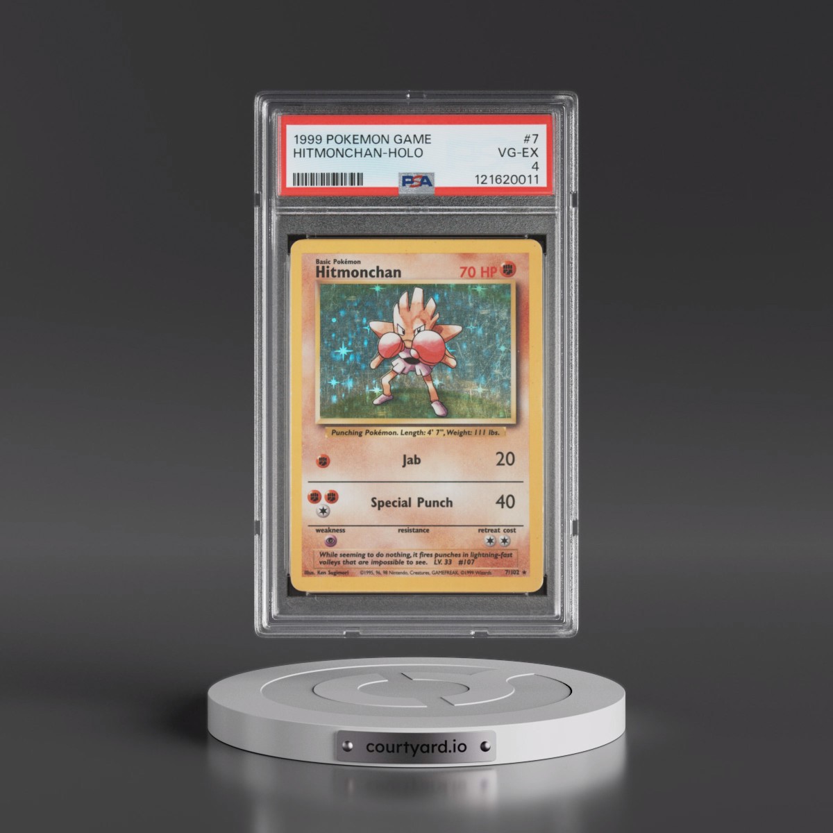 1999 Pokémon Game #7 Hitmonchan - Holo (PSA 4 VG-EX)