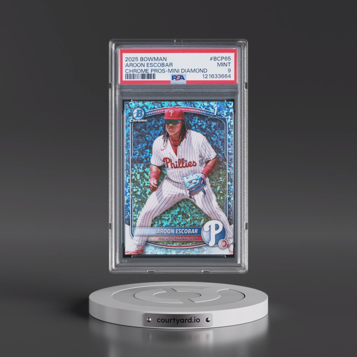 2025 Bowman Chrome Prospects Aroon Escobar - Mini Diamond #BCP65 PSA 9