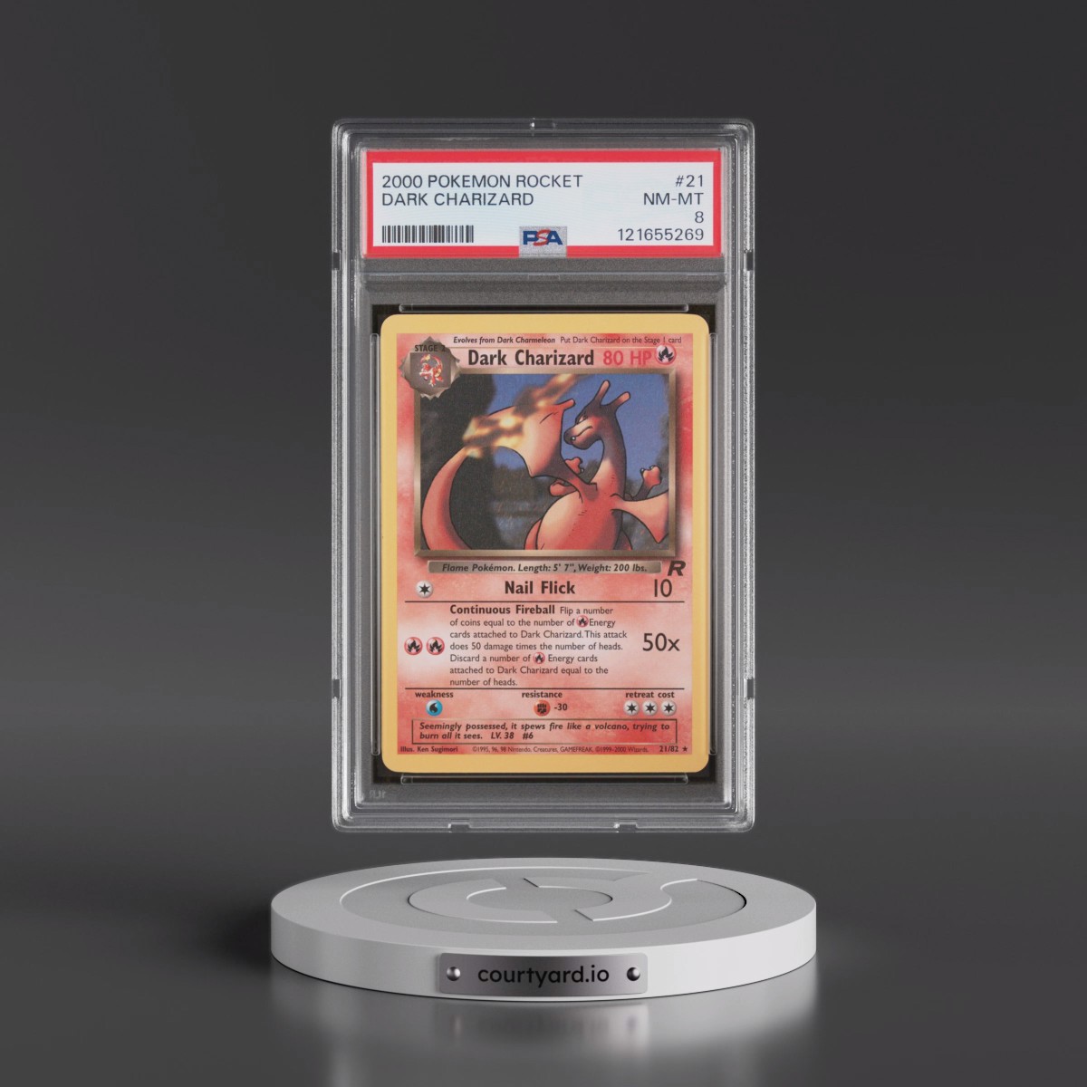 2000 Pokémon Rocket #21 Dark Charizard (PSA 8 NM-MT)