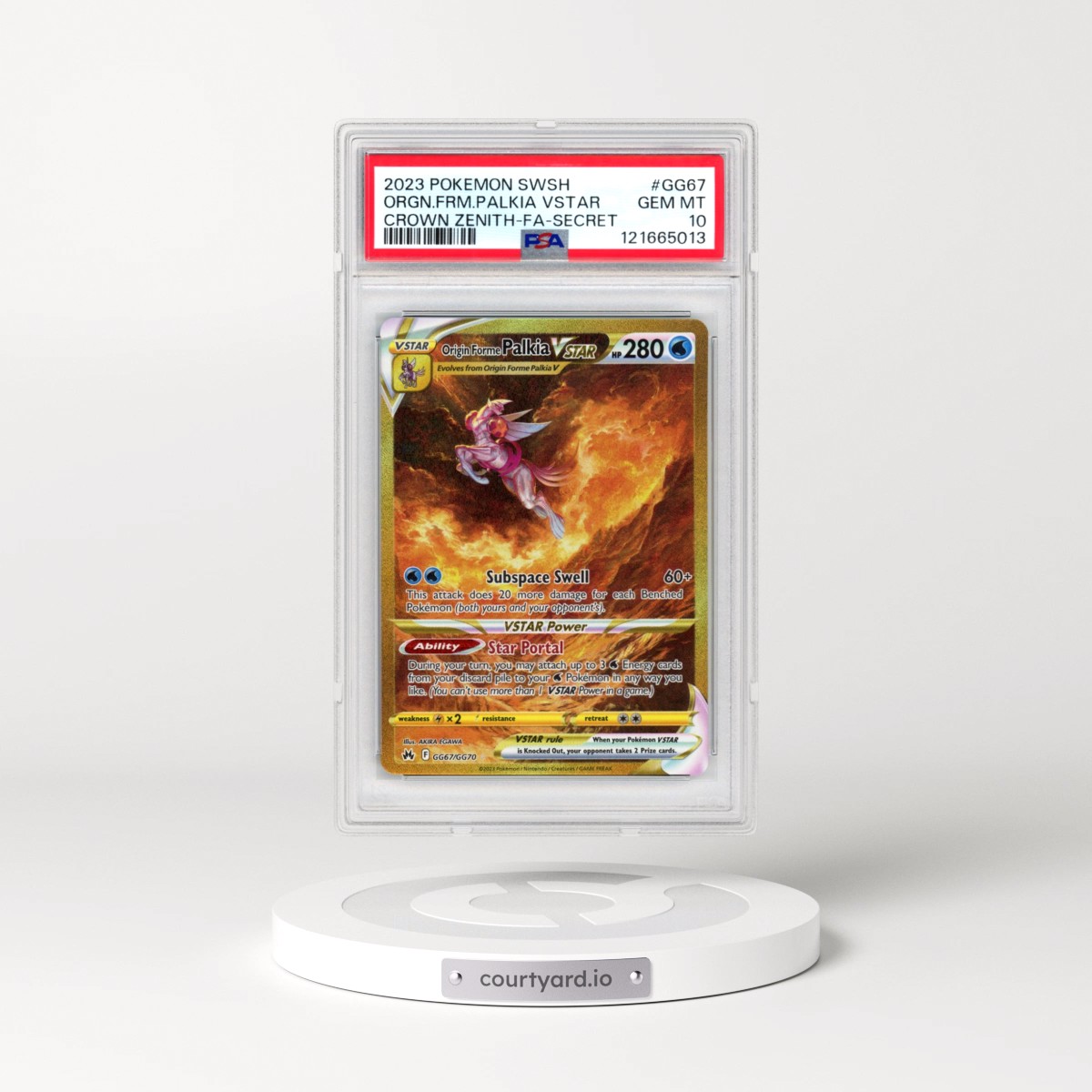 2023 Pokémon Sword and Shield Crown Zenith #GG67 Origin Forme Palkia Vstar - Full Art Secret (PSA 10 GEM MINT)