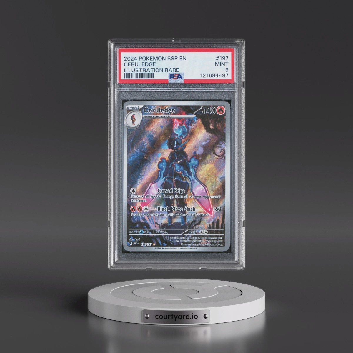 2024 Pokémon Ssp EN-Surging Sparks #197 Ceruledge - Illustration Rare (PSA 9 MINT)