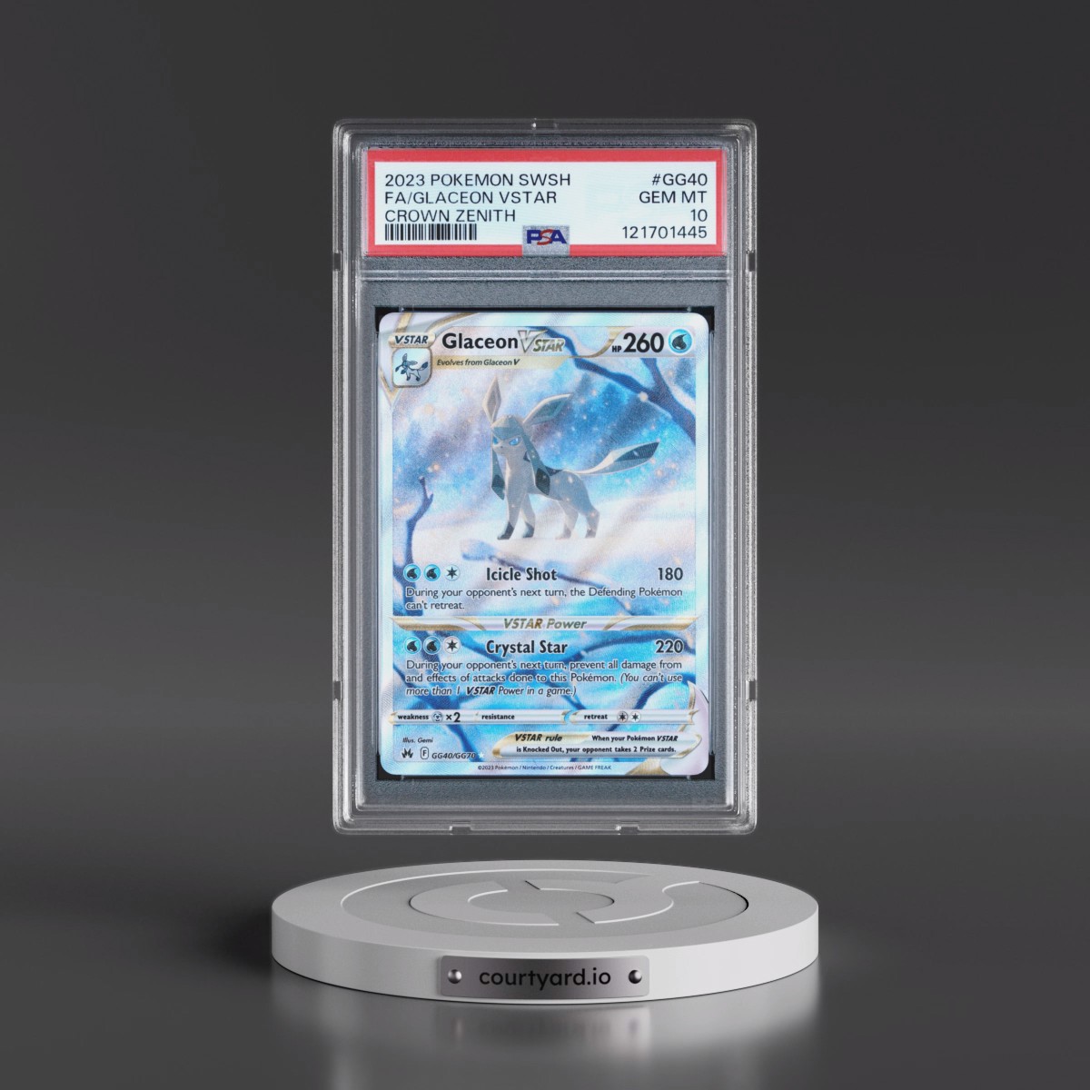 2023 Pokémon Sword and Shield Crown Zenith #GG40 Glaceon Vstar - Full Art (PSA 10 GEM MINT)