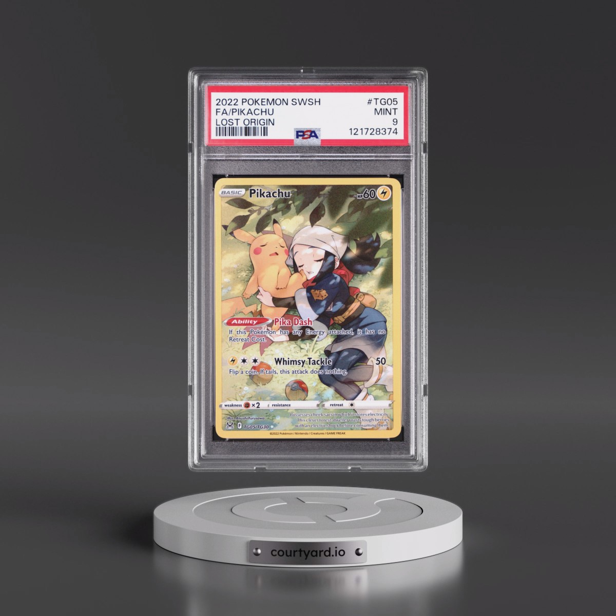 2022 Pokémon Sword & Shield Lost Origin #TG05 Pikachu - Full Art (PSA 9 MINT)