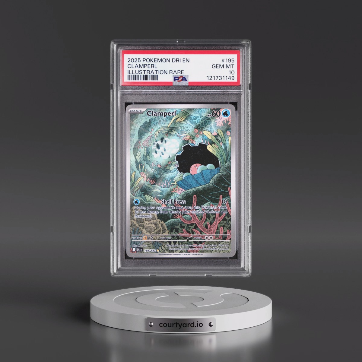 2025 Pokémon Dri EN-Destined Rivals #195 Clamperl - Illustration Rare (PSA 10 GEM MINT)
