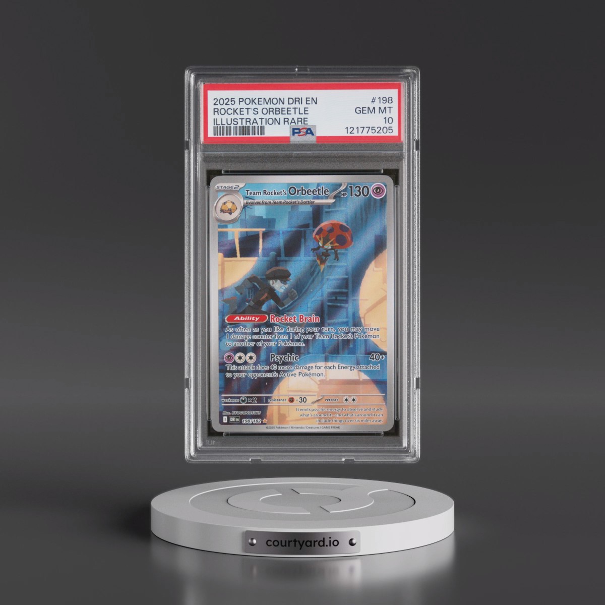 2025 Pokémon Dri EN-Destined Rivals #198 Team Rocket's Orbeetle - Illustration Rare (PSA 10 GEM MINT)