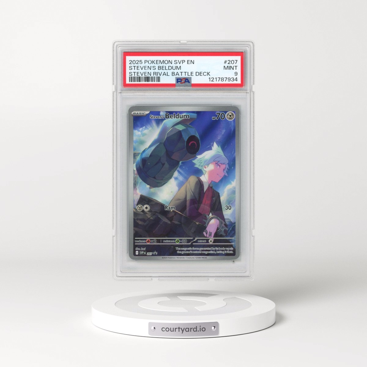 2025 Pokémon Svp EN-SV Black Star Promo #207 Steven's Beldum - Steven Rival Battle Deck (PSA 9 MINT)