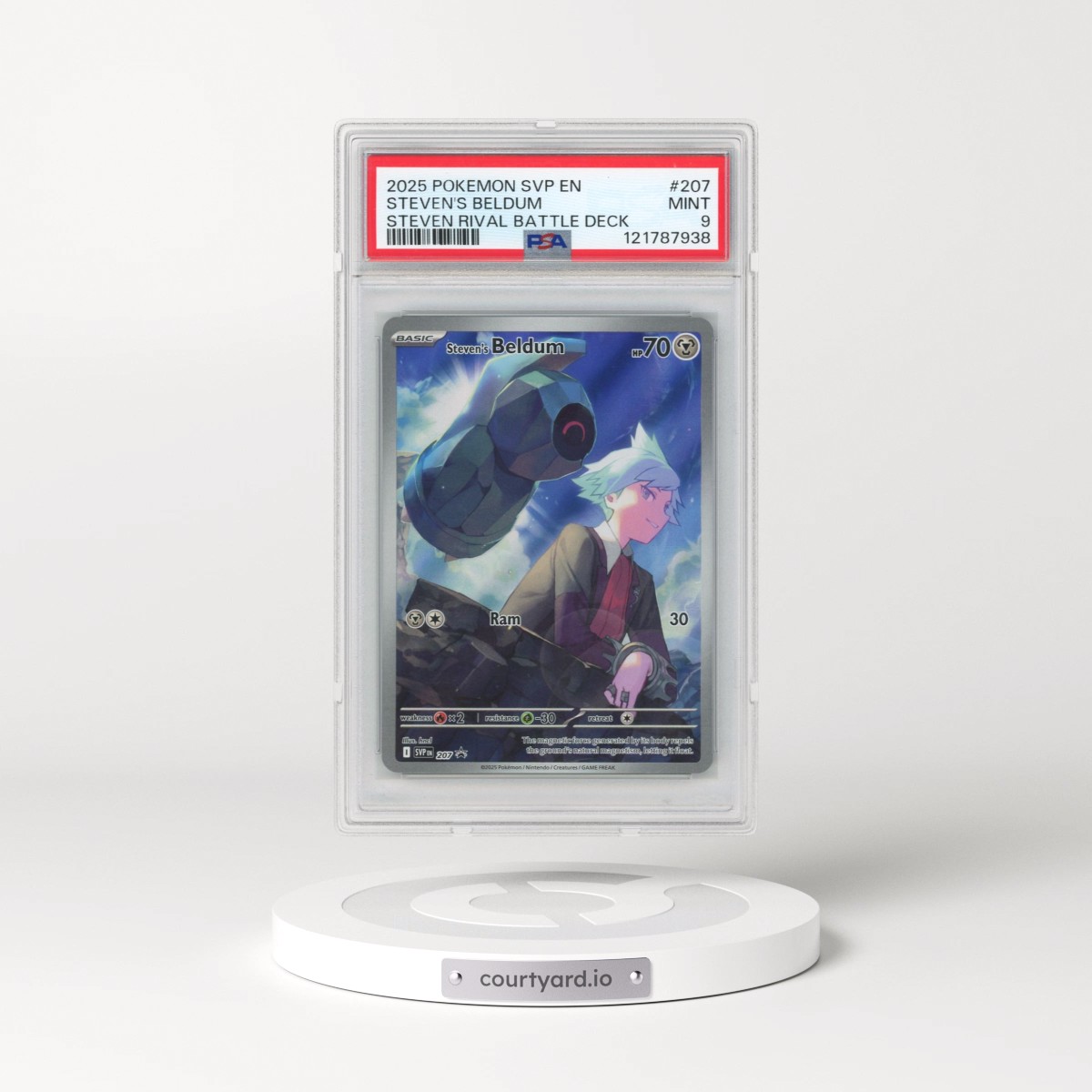 2025 Pokémon Svp EN-SV Black Star Promo #207 Steven's Beldum - Steven Rival Battle Deck (PSA 9 MINT)